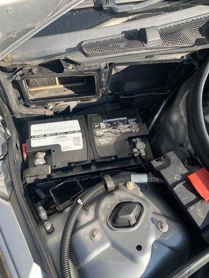 Battery replacement - AGM battery installed in Mercedes Benz C300. Battery replacement - AGM battery installed in Mercedes Benz C300.