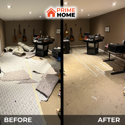 Basement Carpet Cleanout & Disposal - This homeowner called us to completely clear their basement that had been unusable for months. We removed all the old carpet, carpet padding, and tack strips from wall to wall, then hauled everything away for proper disposal. In just a few hours, we transformed their cluttered, unusable basement into a clean, empty space ready for whatever they want to do next. One call got them their entire basement back.