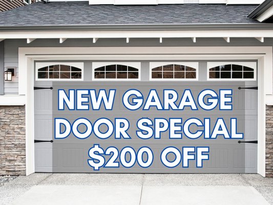 New Garage Door Special - $200 OFF New Garage Door Installation