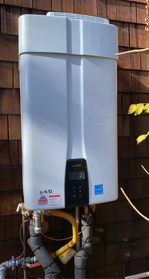 Navien Tankless installation 
Bradford White Tank installation - One Exterior Navien installation completed project 
One interior Navien installation completed project