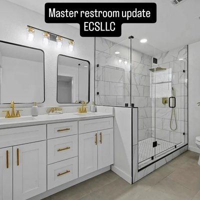 Master restroom remodel - Master restroom update with walkin shower and new double sink vanity Master restroom remodel - Master restroom update with walkin shower and new double sink vanity