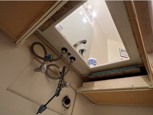 Lancaster thanksgiving day￼￼ - Here’s a job that I did repairing a sink they have fell off and broke the drain system I repaired it and reinstalled it￼