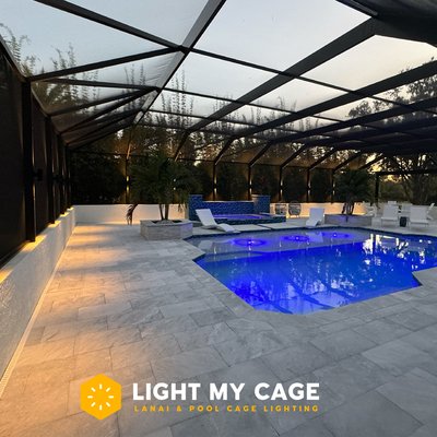 15 Light Outdoor Installation - Beautiful and custom outdoor pool and lanai cage that wanted to illuminate their cage with our ambient lighting.