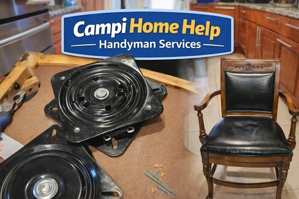 swivel change - replacing the worn chair swivel mechanism (swivel plate) and securing the base properly.