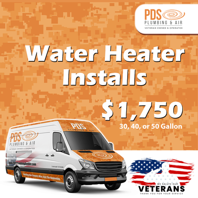 Water Heater Installations, $1750.00 - Discover hassle-free water heater solutions with PDS Plumbing and Air! We offer 30, 40, 50 gallon water heaters for $1750.00. Contact us to book an appointment. Water Heater Installations, $1750.00 - Discover hassle-free water heater solutions with PDS Plumbing and Air! We offer 30, 40, 50 gallon water heaters for $1750.00. Contact us to book an appointment.