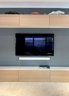 TV Mounting and Setup - TV Mounting and setup from start to finish is our forte. Anything you need done with a TV, we are able to help you out. We mount TV's of all sizes using flush, tilting, full motion, ceiling or mantel mounts. We also install electrical outlets and offer in-wall or plastic wire concealment. We can install soundbars onto your wall or to the bottom of your TV. We have LED strips to place around the back edges of your TV for a backlit viewing experience. Please contact at us for any TV installation or setup and we will be glad to help you.