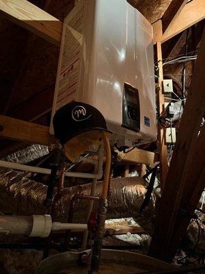 Tankless water heater installation - Tankless is the way to go. They are better more efficient, low NOx which helps the environment, and a big money saver not having to keep 40-50 gallons heated all the time like the traditional storage tank models. Call anytime for more details or questions you have.