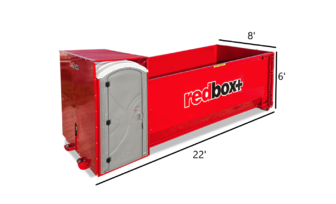 30YD elite Dumpster (includes 1x toilets) - Convenience That Begins with One Phone Call With just one call, redbox+ will deliver our one-of-a-kind exclusively patented combination roll-off dumpster and portable toilet to your job site. All you have to do is provide us with: the size of dumpster you desire when you would like us to deliver the unit where on the job site you'd like us to drop the unit. 30YD elite Dumpster (includes 1x toilets) - Convenience That Begins with One Phone Call With just one call, redbox+ will deliver our one-of-a-kind exclusively patented combination roll-off dumpster and portable toilet to your job site. All you have to do is provide us with: the size of dumpster you desire when you would like us to deliver the unit where on the job site you'd like us to drop the unit.