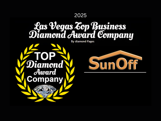 Awards ☀️ - SunOff Blinds and Solar Screens of Las Vegas offers expert advice when it comes to Window Blinds. We know there is more to custom Window Blinds than meets the eye, for our Blinds company it's about providing the best service and solutions. Whether you're looking for that custom look, energy efficiency, style, or just your everyday functional Blinds, our Las Vegas designers will work with you to ensure your blinds, shutters & Solar Screens will enhance your home and windows.

When you are ready to shop for window Blinds, visit our Gallery where you can view working samples of some of the latest window Blinds, Shutters and Solar Screens. Feel confident in knowing that the Window Blinds you want will work perfectly in your space with a complimentary In Home visit from one of our accomplished designers. They will measure your windows, make recommendations based on all your needs and desires, show you all your options and styles, and then write an estimate on the spot so you will know how much you're looking at for your new amazing Window Blinds. With a full line of window coverings, including hardwood and composite shutters, wood and faux wood blinds, honeycomb shades, Romans Blinds, woven woods, roller shades, aluminum blinds, and the most amazing vertical blinds in Las Vegas.