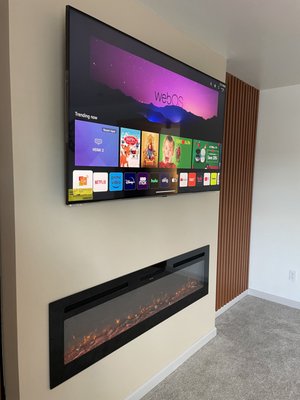 Wall to mount our TV and an electric fireplace - Transform your living space with our expert team's latest project! We've installed a wall mount for TV, an electric fireplace, and a stunning accent wall. Our work only uses high-quality materials, ensuring a long-lasting and beautiful finish. Don't wait any longer to create the interior of your dreams - call us today! 425-491-1347 Wall to mount our TV and an electric fireplace - Transform your living space with our expert team's latest project! We've installed a wall mount for TV, an electric fireplace, and a stunning accent wall. Our work only uses high-quality materials, ensuring a long-lasting and beautiful finish. Don't wait any longer to create the interior of your dreams - call us today! 425-491-1347