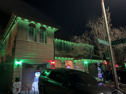 Installed Christmas lights. - Christmas lights installed.