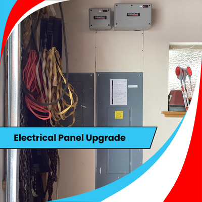 Electrical Panel upgrade - Our Patriot recently tackled a multi-stage project, starting with a panel upgrade from 200 amps to 400 amps. This essential change paved the way for a new tankless water heater installation and future additions like heated flooring. Swipe to see the transformation!