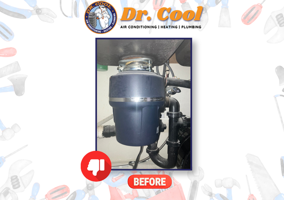 Garbage Disposal Replacement - A damaged garbage disposal can cause persistent leaks and create unnecessary plumbing concerns. During this service call at Jack Rabbit Way in Las Vegas, Dr. Cool removed a cracked 1 HP disposer and installed a new 1/2 HP unit. The replacement was carefully installed and tested to ensure everything was functioning properly, with no leaks found afterward. Another kitchen plumbing issue resolved with dependable service and professional workmanship. Garbage Disposal Replacement - A damaged garbage disposal can cause persistent leaks and create unnecessary plumbing concerns. During this service call at Jack Rabbit Way in Las Vegas, Dr. Cool removed a cracked 1 HP disposer and installed a new 1/2 HP unit. The replacement was carefully installed and tested to ensure everything was functioning properly, with no leaks found afterward. Another kitchen plumbing issue resolved with dependable service and professional workmanship.
