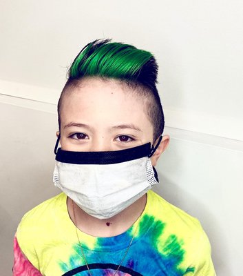 Alien Green - This cool dude wanted a fun green highlight. I cut his hair, and colored the front. Took about 2 hours.