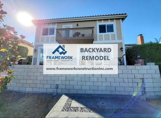 complete backyard remodel. - this backyard remodel was performed on the shore line. before it was a wood deck. we have build new block wall, new pavers, outdoor kitchen, fire pit and patio cover. finished to perfection. complete backyard remodel. - this backyard remodel was performed on the shore line. before it was a wood deck. we have build new block wall, new pavers, outdoor kitchen, fire pit and patio cover. finished to perfection.
