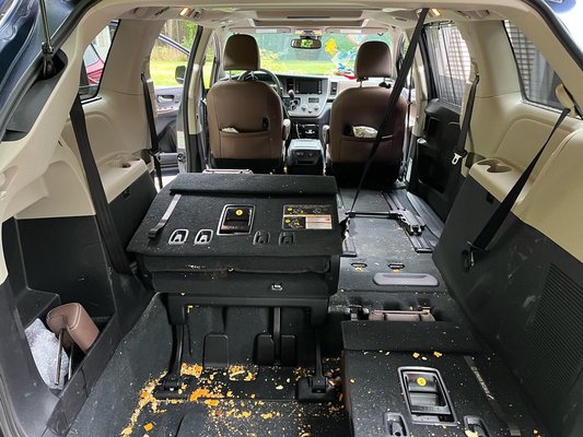 Toyota Sienna: Deep interior clean - This Sienna had a full family! No matter the mess, Detail Street WILL take on the job. Brought this Sienna back to life. A full interior service was performed and in all of the nooks and crannies.
-advanced vacuum
-carpet shampooed
-stains removed
-steam cleaned
-infotainment and dash dusted
-heavy degreasing performed
-cranny tool in all crannies
-headliner stains removed
-leather cleaned and conditioned
-UV protected
-windows cleaned
-satin finish OEM shine products Toyota Sienna: Deep interior clean - This Sienna had a full family! No matter the mess, Detail Street WILL take on the job. Brought this Sienna back to life. A full interior service was performed and in all of the nooks and crannies.
-advanced vacuum
-carpet shampooed
-stains removed
-steam cleaned
-infotainment and dash dusted
-heavy degreasing performed
-cranny tool in all crannies
-headliner stains removed
-leather cleaned and conditioned
-UV protected
-windows cleaned
-satin finish OEM shine products