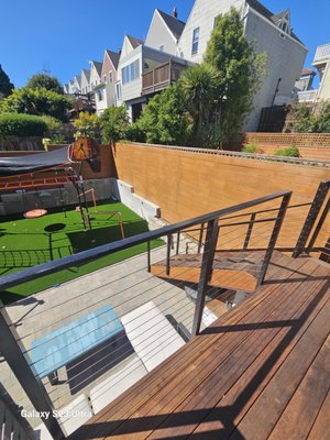 San Francisco decking, turf and pavers - Client wanted some space for him and his kids, with a modern look. New decking, pavers, turf, fencing.