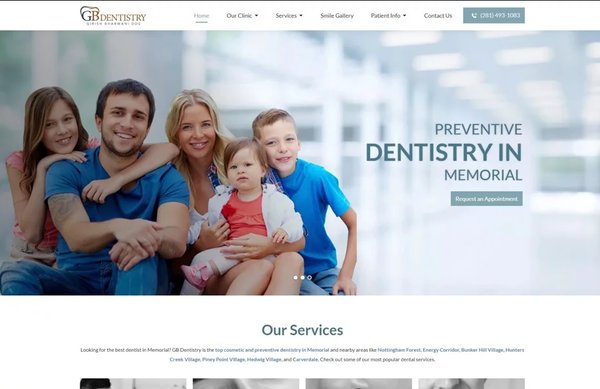Website Design For Local Dentist - Concept Infoway LLC designed and developed a custom website for GB Dentistry, a dental clinic serving the Memorial area of Houston. The goal was to create a modern, easy-to-navigate site that reflects the clinic’s professionalism and makes it simple for patients to learn about services and request appointments.
Our work included responsive design, service page structure, performance optimization, and search-friendly setup. The result is a clean, user-friendly website that supports patient engagement and online visibility. Website Design For Local Dentist - Concept Infoway LLC designed and developed a custom website for GB Dentistry, a dental clinic serving the Memorial area of Houston. The goal was to create a modern, easy-to-navigate site that reflects the clinic’s professionalism and makes it simple for patients to learn about services and request appointments.
Our work included responsive design, service page structure, performance optimization, and search-friendly setup. The result is a clean, user-friendly website that supports patient engagement and online visibility.