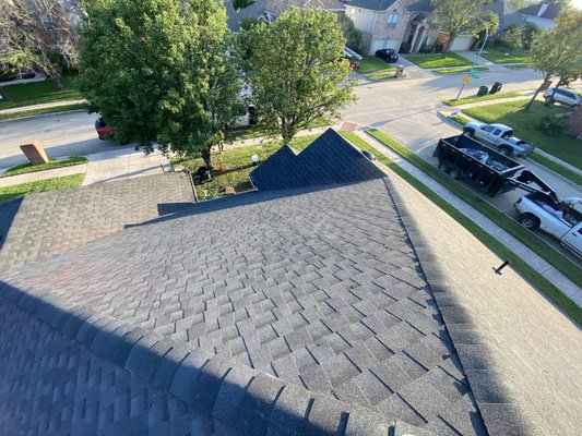 Rush Creek - Roof Replacement - This home received a full roof replacement due to severe weather damage. The roof was upgraded to synthetic underlayment which will increase the roof's water and wind protection and received GAF Timberline High Definition Architectural Roofing Shingles. A roof done right = A happy customer! Rush Creek - Roof Replacement - This home received a full roof replacement due to severe weather damage. The roof was upgraded to synthetic underlayment which will increase the roof's water and wind protection and received GAF Timberline High Definition Architectural Roofing Shingles. A roof done right = A happy customer!