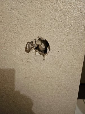 hole repair - cut out, put new drywall in found the right paint,then painted hole repair - cut out, put new drywall in found the right paint,then painted