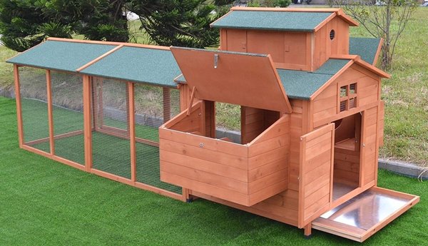 H066+Run Coop - H066+Run chicken coop is our largest coop with 6 nesting boxes and a pull out tray for easy cleaning, dimensions: 124"(L) x 63"(W) x 50"(H)

Now self-pickup price is $200 only, used to be $360, no Liquidation Sale now!!
