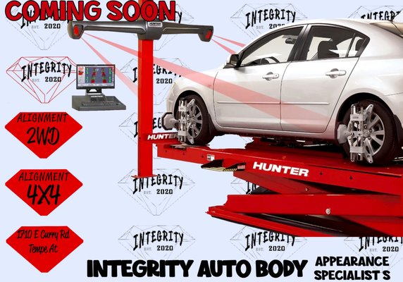 Coming Soon to Integrity, Alignments - At Integrity Auto Body Appearance Specialists we dont just do bumper repairs, we offer a full service for your vehicle from minor scratch buffing to full collision repair. Want your car to look and drive better? We do that as well, all while being competitive in price to earn your business. Coming Soon to Integrity, Alignments - At Integrity Auto Body Appearance Specialists we dont just do bumper repairs, we offer a full service for your vehicle from minor scratch buffing to full collision repair. Want your car to look and drive better? We do that as well, all while being competitive in price to earn your business.