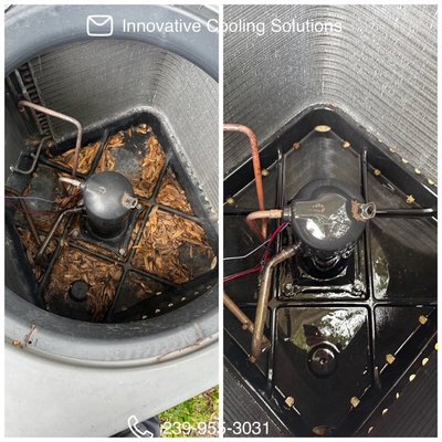 AC not cooling properly? Sometimes the problem is not a failed part. - On this recent service call, the customer had a cooling issue. While diagnosing and repairing the system, we also found the outdoor condenser coil and cabinet area packed with debris. Cleaning the coil was an important part of restoring proper system performance.
Your air conditioner works by removing heat from inside the home and releasing that heat outside through the condenser coil. When the coil is dirty or airflow is restricted, the system has a harder time transferring heat. That can lead to longer run times, poor cooling, higher operating pressures, higher electric bills, and unnecessary strain on the compressor.
This is why proper AC repair is more than just replacing a part. The full system needs to be evaluated so the real issue is addressed and the equipment can operate the way it was designed to.
At Innovative Cooling Solutions, we focus on accurate diagnostics, clear explanations, and quality HVAC service without high-pressure sales tactics.
If your AC is not cooling, blowing warm air, running constantly, or struggling to keep up with the Florida heat, give us a call.
Professional AC repair, condenser coil cleaning, preventative maintenance, HVAC diagnostics, system replacement, and second opinions in Cape Coral, Fort Myers, North Fort Myers, Pine Island, Punta Gorda, Port Charlotte, and surrounding Southwest Florida communities.
Quality Service. Fair Pricing. Local Integrity. AC not cooling properly? Sometimes the problem is not a failed part. - On this recent service call, the customer had a cooling issue. While diagnosing and repairing the system, we also found the outdoor condenser coil and cabinet area packed with debris. Cleaning the coil was an important part of restoring proper system performance.
Your air conditioner works by removing heat from inside the home and releasing that heat outside through the condenser coil. When the coil is dirty or airflow is restricted, the system has a harder time transferring heat. That can lead to longer run times, poor cooling, higher operating pressures, higher electric bills, and unnecessary strain on the compressor.
This is why proper AC repair is more than just replacing a part. The full system needs to be evaluated so the real issue is addressed and the equipment can operate the way it was designed to.
At Innovative Cooling Solutions, we focus on accurate diagnostics, clear explanations, and quality HVAC service without high-pressure sales tactics.
If your AC is not cooling, blowing warm air, running constantly, or struggling to keep up with the Florida heat, give us a call.
Professional AC repair, condenser coil cleaning, preventative maintenance, HVAC diagnostics, system replacement, and second opinions in Cape Coral, Fort Myers, North Fort Myers, Pine Island, Punta Gorda, Port Charlotte, and surrounding Southwest Florida communities.
Quality Service. Fair Pricing. Local Integrity.