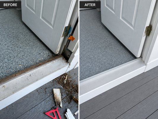 Installation of window planter boxes, painting landscape timber and restoring an entry door - This remodel is done for a client rest Rhode Rhode Island, who requested window planter boxes installed on the first and second level also the removal of old paint and rotted wood on garden beds and restoration of an exterior door