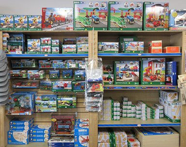 Thomas / BRIO - Milepost 38 a has HUGE section devoted to Thomas & BRIO wooden trains for kids. We carry the ENTIRE catalog of Thomas & Friends Wooden Railway line by Fisher Price, the largest selection in ALL of Orange County! 

We also have a large selection of BRIO wood trains including track, engines, cars, accessories, & sets, all compatible with Thomas and friends. 
We’ve got you covered with HO Thomas & Friends Electric trains by Bachmann.

We’ll find all available pieces in-stock at BIG DISCOUNT prices.
Stop by Milepost 38 and check out the section devoted to Thomas and his friends from the Isle of Sodor!