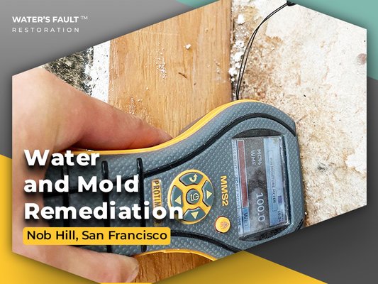 Water and Mold Remediation in San Francisco - Water’s Fault Restorations were hired to perform the water damage assessment in three appartments in a three-storey house in San Francisco.

Based on the provided assessment report the client took decision to proceed with our company’s service for water damage remediation including demolition and dehumidification of the property.

During the demolition stage we’ve discovered mold on ceiling and wall structures.
That required us to set up a decontamination chamber, negative air pressure equipment and install additional covering in the working area. Also we performed certain procedures for mold remediation.