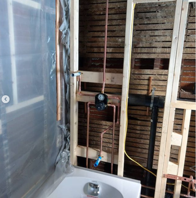 Bathroom Remodel plumbing - Inside view of a the plumbing for a bathroom remodel Bathroom Remodel plumbing - Inside view of a the plumbing for a bathroom remodel