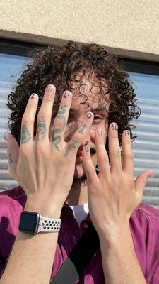 Men's gel manicure - Step up your grooming game with a gel manicure designed for men who appreciate clean lines, lasting quality, and a bold edge. This service includes full nail and cuticle care, followed by a durable gel polish finish with the option to add minimalist or custom nail art—tailored to your style.

From subtle accents to creative designs, we work with you to create a look that’s sharp, expressive, and totally you.