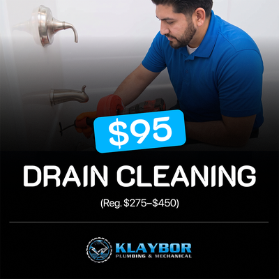Drain Cleaning - Drain cleaning removes blockages from kitchen sinks, bathroom drains, floor drains, and main sewer lines using motorized snaking or high-pressure hydro jetting. Recurring clogs in Jupiter homes are often caused by mineral buildup from hard water, root intrusion, or aging cast iron drain lines. Klaybor Plumbing provides professional drain cleaning for residential and commercial properties throughout Jupiter, Jensen Beach, and Stuart.
We diagnose the blockage and recommend the right method — snaking for standard clogs, hydro jetting for heavy buildup, root intrusion, or commercial kitchens. We provide a written quote before starting. For recurring problems, we may recommend a camera inspection to identify an underlying pipe issue. Drain Cleaning - Drain cleaning removes blockages from kitchen sinks, bathroom drains, floor drains, and main sewer lines using motorized snaking or high-pressure hydro jetting. Recurring clogs in Jupiter homes are often caused by mineral buildup from hard water, root intrusion, or aging cast iron drain lines. Klaybor Plumbing provides professional drain cleaning for residential and commercial properties throughout Jupiter, Jensen Beach, and Stuart.
We diagnose the blockage and recommend the right method — snaking for standard clogs, hydro jetting for heavy buildup, root intrusion, or commercial kitchens. We provide a written quote before starting. For recurring problems, we may recommend a camera inspection to identify an underlying pipe issue.