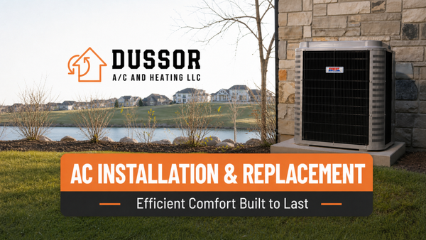Professional AC Installation & Replacement - Upgrade your home comfort with a new cooling system installed by trusted local HVAC professionals. Dussor A/C and Heating provides free estimates for new equipment, transparent guidance, and high-quality installation using industry-leading products. Our team helps customers choose the right system for their home, comfort needs, and budget while focusing on reliable performance, improved efficiency, and lasting comfort. Flexible financing options are also available through Wells Fargo for qualified customers.
