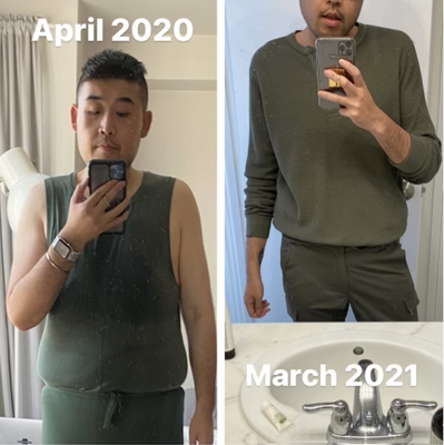 Sustainable 119+ Weight Loss - Here are a couple of before and after pictures of my client. When we started training together in late 2020 his weight was 300+, by the start of 2021 he was down to 185. He started at 49.5% and is now under 27%. 

Here's how he sustainably lost 119 lbs in 19 months. 

Starting with nutrition, he loosely tracked his calories and macros for a few months. 80% of his diet consisted of low-calorie, nutrient-dense whole foods. And 20% of his diet was whatever he wanted at the time. Once he felt confident enough to intuitively track his food intake, we transitioned to eating slowly and eating until 80% full. 

In terms of his fitness program, we worked out together 3x a week in the gym and he supplemented this routine with 3-4x walks or light jogs a week. His resistance training program emphasized compound movements to increase his lean muscle mass and decrease his fat mass. 

This is a great example of how I coach busy professionals to happier and healthier lives in a sustainable and habit-based manner. I never once restricted him and we communicated diligently to make sure his training and nutrition fit into his busy schedule. 

Interested in coaching? Go to my website to schedule a free consultation. Regardless if you sign up or not, I promise that you will walk away with 1-2 actionable habits that will move you towards your goals.