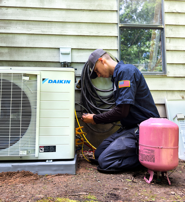 HVAC Unit Replacements! - TE Certified HVAC Technicians are experienced with all major brands of HVAC units, including Daikin, Rheem, Carrier, Trane, and more. A new HVAC unit can make your home more comfortable and energy-efficient. 

In these photos, we installed a brand-new Daikin FIT HVAC unit for a homeowner. The new system is smaller, quieter, and more energy-efficient than their previous one!