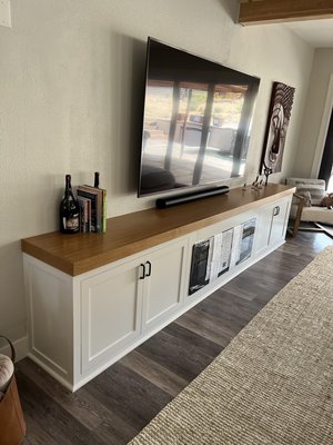 Custom entertainment cabinet - No job too small… this custom cabinet turned out like a piece of candy.