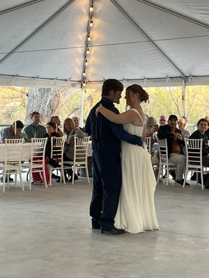 Lakefront Ceremonies & Dining - ​New 4100 sq. ft. patio has a 40'x40' tent with lights all cantilevered over Lake Dunlap and included in the cost.