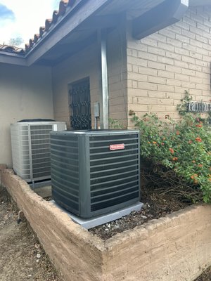 New 5 ton Ac only and air handler - Replaced a 20 year old heat pump condenser and air handler with new Ac only and air handler. New 5 ton Ac only and air handler - Replaced a 20 year old heat pump condenser and air handler with new Ac only and air handler.