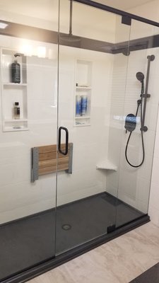 Topeka, KS - This home owner wanted us to recreate a shower from a vacation. He claimed it was the most luxurious shower he had ever been in. He gets to shower like that everyday now! Topeka, KS - This home owner wanted us to recreate a shower from a vacation. He claimed it was the most luxurious shower he had ever been in. He gets to shower like that everyday now!