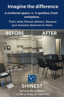 Transforming Workspaces: See the difference a SHINEST clean can make! - Bringing offices from cluttered to spotless—your team deserves a pristine environment. Transforming Workspaces: See the difference a SHINEST clean can make! - Bringing offices from cluttered to spotless—your team deserves a pristine environment.