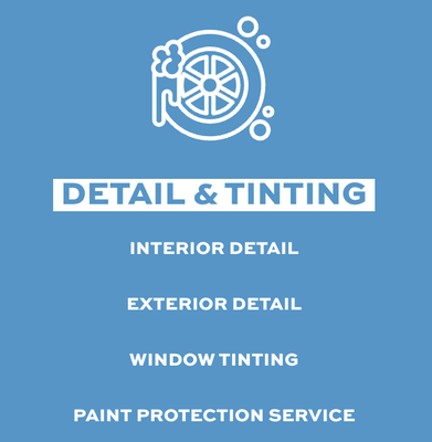 COMPLETE DETAIL SERVICE - Our meticulous attention to detail ensures that both your car's interior and exterior receive the thorough care they deserve. We also offer Ceramic Coating, Windows Tinting and Paint Protection Film Services.