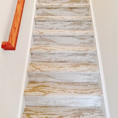 Stair Install - This customer went with a very unique carpet to brighten up their stairwell!