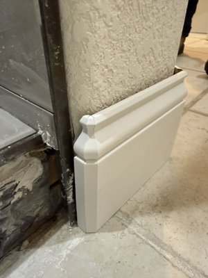 Baseboard install on bullnose project - Install of baseboard for a client, in bedroom and a restroom.