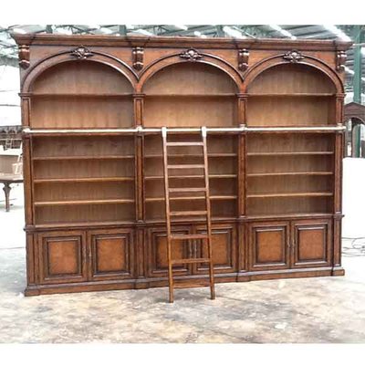 Custom Elegant Grand Triple Arch Library Ladder Bookcase - Our Elegant Grand Library Bookcase features three vertical shelving units, each with adjustable removable shelving. Made of solid hardwood. This bookcase is made to order and hand-carved to give you an heirloom piece that will be enjoyed for years to come.

Features:

• Mallery Hall Custom Hardwood Collection
• Constructed in Solid Mahogany, No Veneer
• Exquisite Hand Carved Fluted Moldings, Capitals, Crown and Raised Panels
• Ladder and Rail
• Six Adjustable Shelves On Each Side
• Middle Accommodates a 40in TV
• Six Raised Panel Cabinet Doors On Bottom
• Shown in Provincial Stain (see other Finish options)
• SPECIAL ORDER (if not in stock) 18-20 WEEKS, 50% deposit required to start production

Call for Price 1-404-474-4331
SKU: MHC9767 Categories: Bookcase with Ladder, Ladder Bookcases, Ladder Bookcases

Contact Us for a custom quote!
