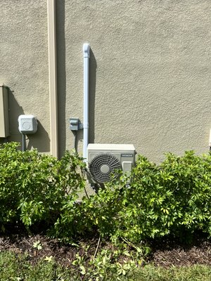 New energy efficient mini split installation. - Brand new installation of a Hitachi mini split so the owner could keep his garage nice and comfortable. New energy efficient mini split installation. - Brand new installation of a Hitachi mini split so the owner could keep his garage nice and comfortable.