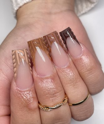 Swater Nails - My client wanted a winter design with multiple colors so I decided to go with a monochromatic sweater nail french! She's not allowed to do long nails due to her job but we went with a decent length in order for the design to look FLAWLESSLY PERFECT! Swater Nails - My client wanted a winter design with multiple colors so I decided to go with a monochromatic sweater nail french! She's not allowed to do long nails due to her job but we went with a decent length in order for the design to look FLAWLESSLY PERFECT!