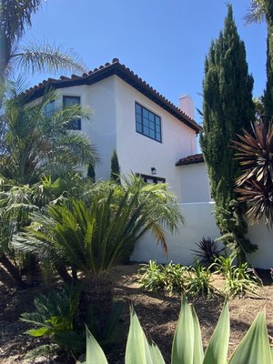 Exterior, Santa Barbara - We added a modern touch to this Spanish style home in Santa Barbara CA. This exterior was completed with Sherwin Williams “Duration” formula in the colors “Greek Villa” and “Caviar”. Exterior, Santa Barbara - We added a modern touch to this Spanish style home in Santa Barbara CA. This exterior was completed with Sherwin Williams “Duration” formula in the colors “Greek Villa” and “Caviar”.
