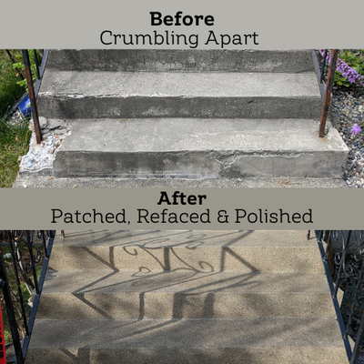 Concrete Repairs, Before and After - Before you give up on your concrete deficiency, please see what Our Artists can do ...