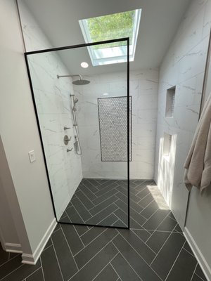 Mater Bathroom  Curbless Shower Floor - Mater Bathroom Curbless